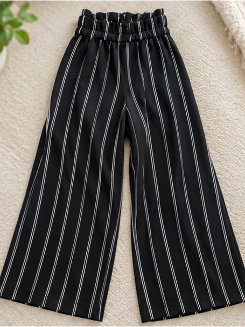 Express Black Wide-Leg Pinstripe Pants